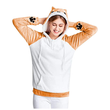 Doge Shiba Inu Husky Women's Hoodie: With ears and face on hood and a tail on the rear from NSE Imports #1.